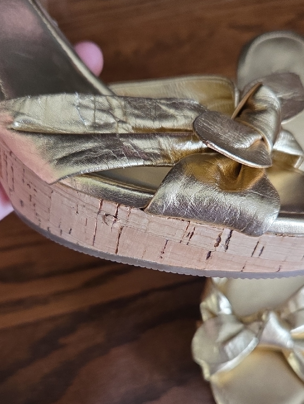 NWOB COACH Karen Gold Bow Cork Heels - Picture 7 of 10